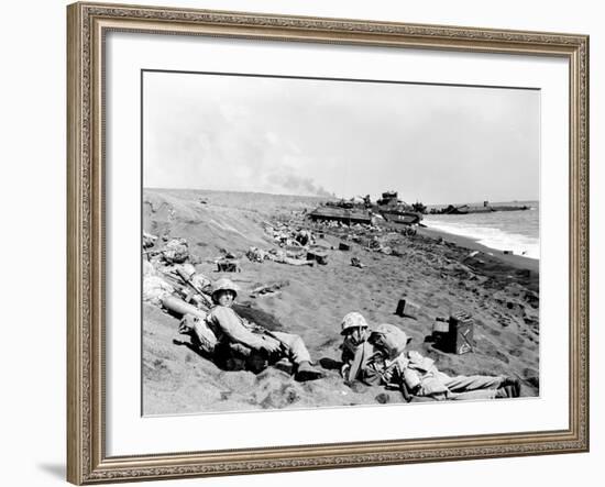 WWII Iwo Jima U.S. Invasion-Joe Rosenthal-Framed Photographic Print