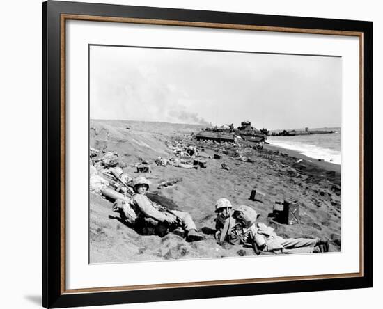 WWII Iwo Jima U.S. Invasion-Joe Rosenthal-Framed Photographic Print