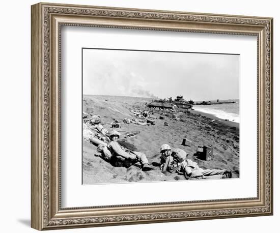 WWII Iwo Jima U.S. Invasion-Joe Rosenthal-Framed Photographic Print