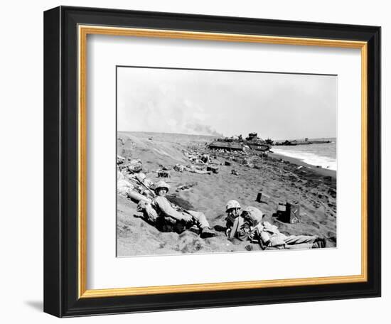 WWII Iwo Jima U.S. Invasion-Joe Rosenthal-Framed Photographic Print