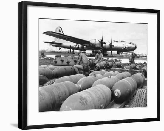 WWII Loading U.S. Bombers-null-Framed Photographic Print