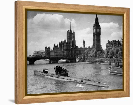 WWII London Thames U-Boat 1945-null-Framed Premier Image Canvas