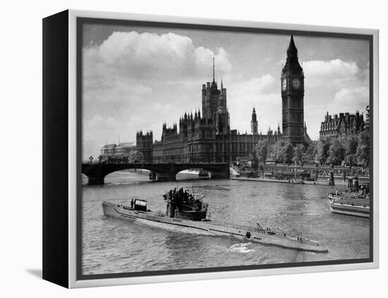 WWII London Thames U-Boat 1945-null-Framed Premier Image Canvas