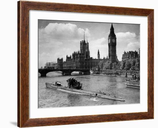 WWII London Thames U-Boat 1945-null-Framed Photographic Print