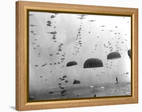 WWII Parachutes over Holland-null-Framed Premier Image Canvas