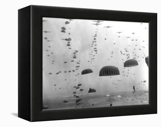 WWII Parachutes over Holland-null-Framed Premier Image Canvas