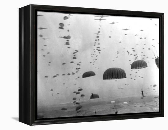 WWII Parachutes over Holland-null-Framed Premier Image Canvas