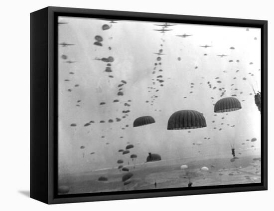 WWII Parachutes over Holland-null-Framed Premier Image Canvas