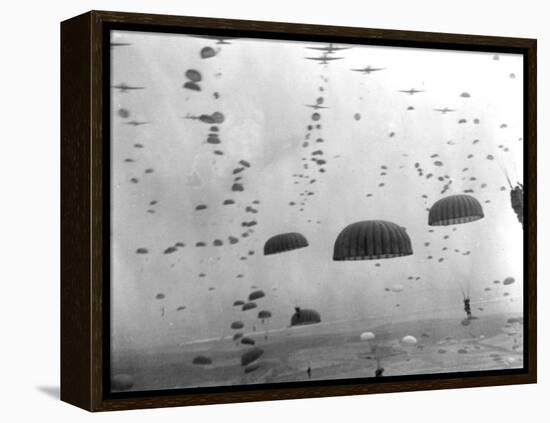 WWII Parachutes over Holland-null-Framed Premier Image Canvas