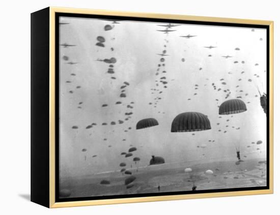 WWII Parachutes over Holland-null-Framed Premier Image Canvas