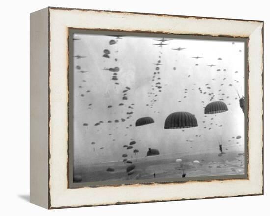 WWII Parachutes over Holland-null-Framed Premier Image Canvas