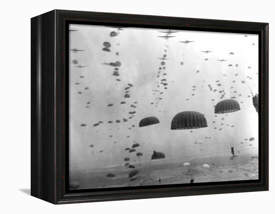 WWII Parachutes over Holland-null-Framed Premier Image Canvas