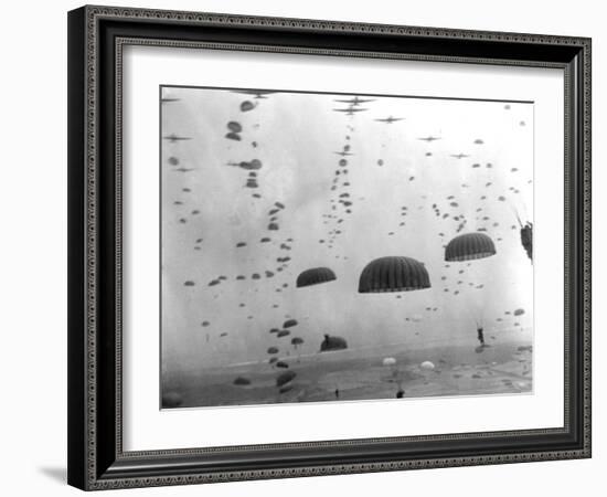 WWII Parachutes over Holland-null-Framed Photographic Print