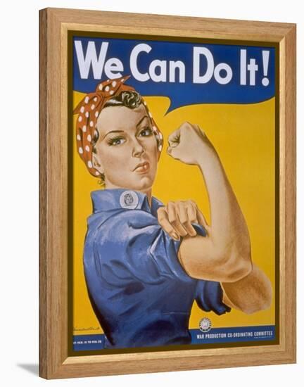 WWII Patriotic "We Can Do It" Poster by J. Howard Miller Featuring Woman Factory Workers-null-Framed Premier Image Canvas