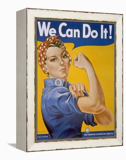 WWII Patriotic "We Can Do It" Poster by J. Howard Miller Featuring Woman Factory Workers-null-Framed Premier Image Canvas