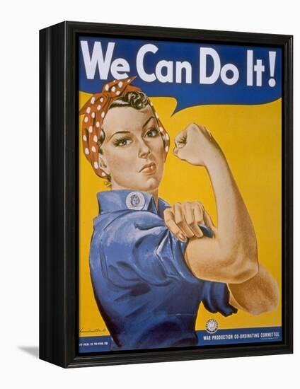 WWII Patriotic "We Can Do It" Poster by J. Howard Miller Featuring Woman Factory Workers-null-Framed Premier Image Canvas