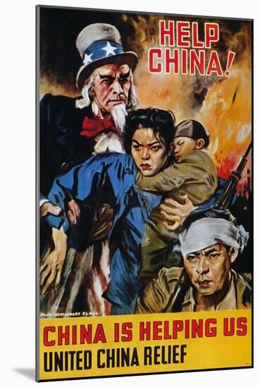 WWII Poster: "Help China"-James Montgomery Flagg-Mounted Giclee Print