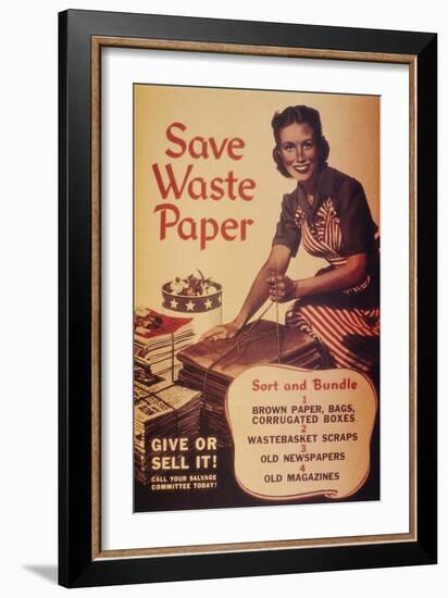 WWII: 'save Waste Paper'-null-Framed Giclee Print