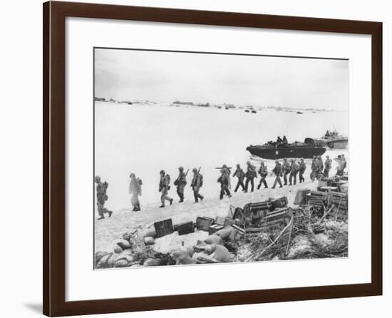 WWII U.S. Troops Invade Saipan-null-Framed Photographic Print