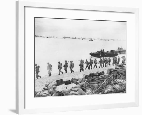 WWII U.S. Troops Invade Saipan-null-Framed Photographic Print