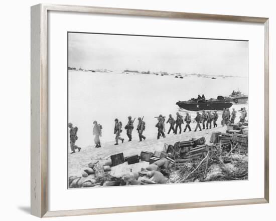 WWII U.S. Troops Invade Saipan-null-Framed Photographic Print