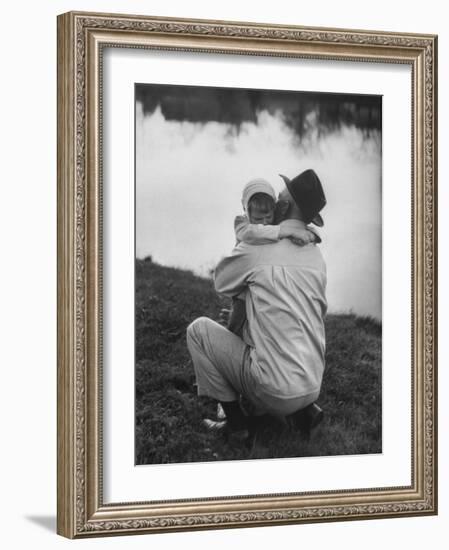 WWII Veteran Harold Lumbert Consoling His Daughter Sue-George Silk-Framed Photographic Print