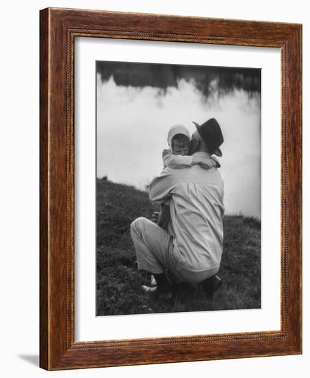 WWII Veteran Harold Lumbert Consoling His Daughter Sue-George Silk-Framed Photographic Print