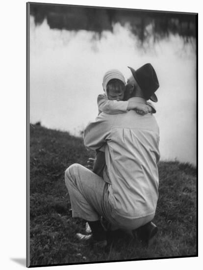 WWII Veteran Harold Lumbert Consoling His Daughter Sue-George Silk-Mounted Photographic Print