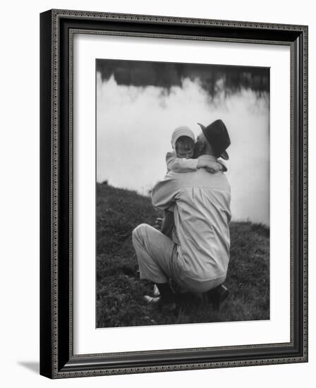 WWII Veteran Harold Lumbert Consoling His Daughter Sue-George Silk-Framed Photographic Print