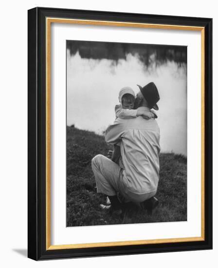 WWII Veteran Harold Lumbert Consoling His Daughter Sue-George Silk-Framed Photographic Print