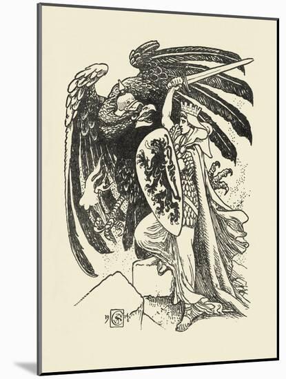 WWl Belgium fighting metaphorical German eagle-Walter Crane-Mounted Giclee Print