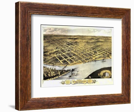 Wyandotte County, Kansas - Panoramic Map-Lantern Press-Framed Art Print