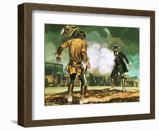 Wyatt Earp at Work in Dodge City-Ron Embleton-Framed Premium Giclee Print