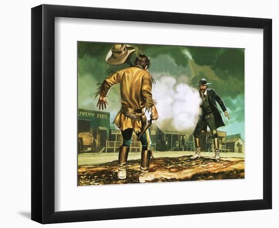 Wyatt Earp at Work in Dodge City-Ron Embleton-Framed Premium Giclee Print