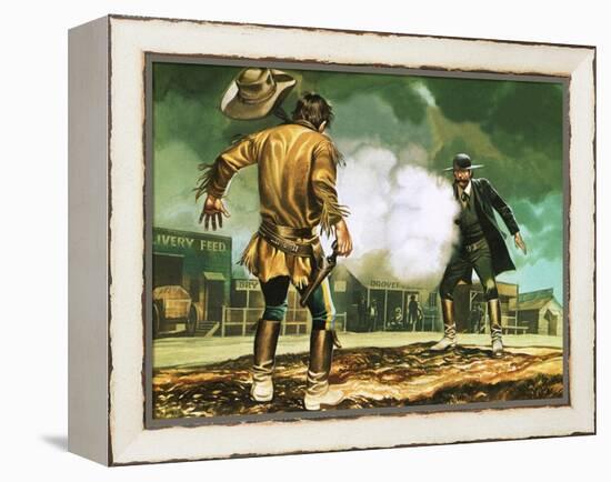 Wyatt Earp at Work in Dodge City-Ron Embleton-Framed Premier Image Canvas