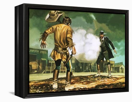 Wyatt Earp at Work in Dodge City-Ron Embleton-Framed Premier Image Canvas
