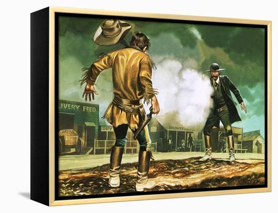 Wyatt Earp at Work in Dodge City-Ron Embleton-Framed Premier Image Canvas