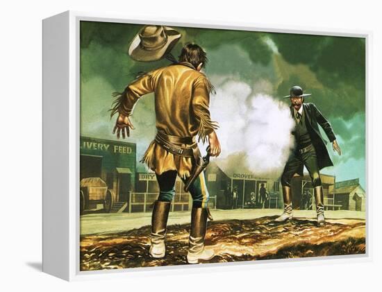 Wyatt Earp at Work in Dodge City-Ron Embleton-Framed Premier Image Canvas