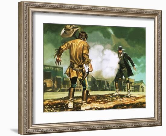 Wyatt Earp at Work in Dodge City-Ron Embleton-Framed Giclee Print