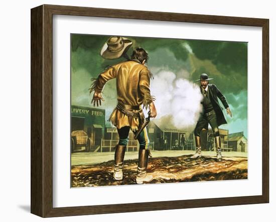 Wyatt Earp at Work in Dodge City-Ron Embleton-Framed Giclee Print