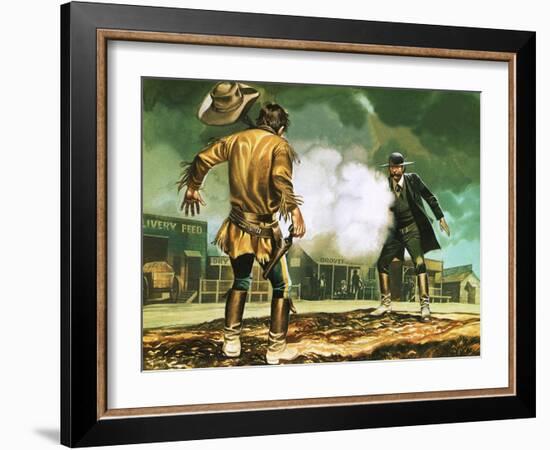 Wyatt Earp at Work in Dodge City-Ron Embleton-Framed Giclee Print