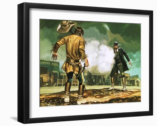 Wyatt Earp at Work in Dodge City-Ron Embleton-Framed Giclee Print