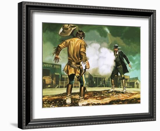 Wyatt Earp at Work in Dodge City-Ron Embleton-Framed Giclee Print