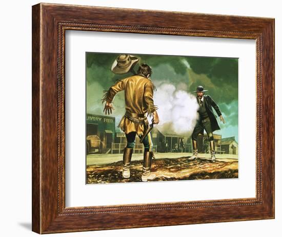 Wyatt Earp at Work in Dodge City-Ron Embleton-Framed Giclee Print