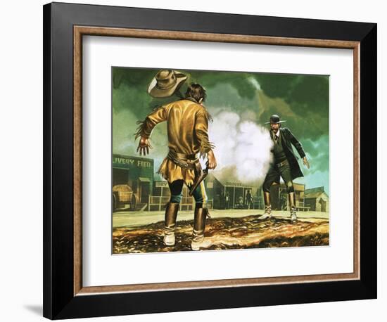 Wyatt Earp at Work in Dodge City-Ron Embleton-Framed Giclee Print