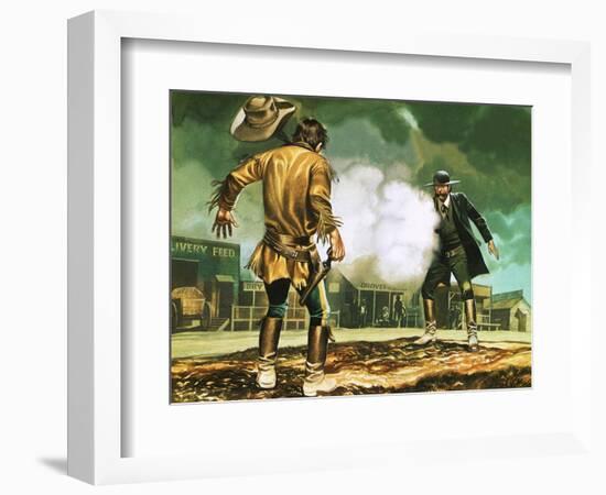 Wyatt Earp at Work in Dodge City-Ron Embleton-Framed Giclee Print