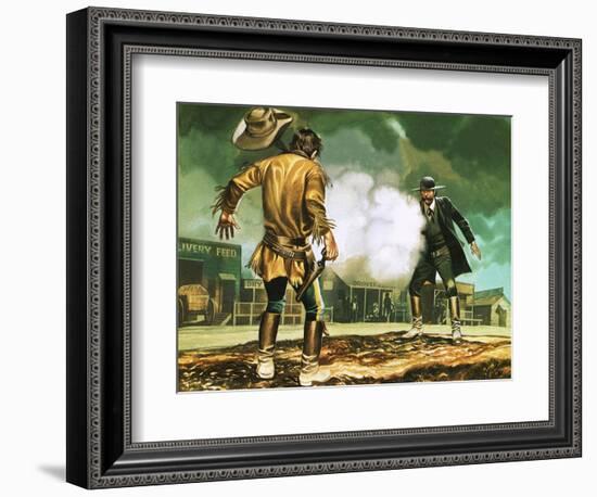 Wyatt Earp at Work in Dodge City-Ron Embleton-Framed Giclee Print