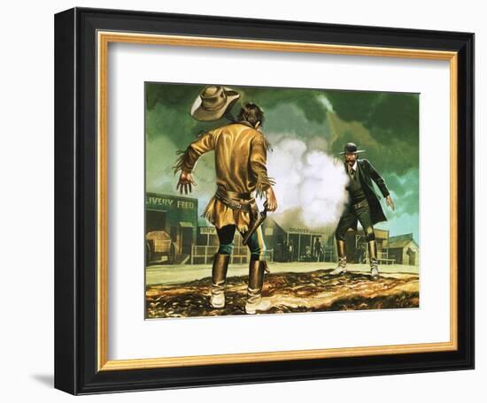 Wyatt Earp at Work in Dodge City-Ron Embleton-Framed Giclee Print