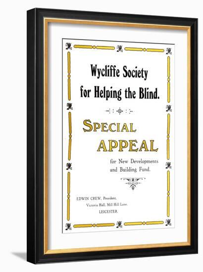 'Wycliffe Society for Helping the Blind', 1919-Unknown-Framed Giclee Print