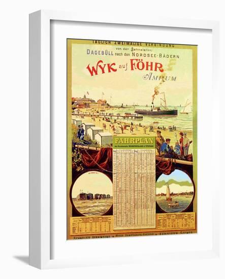 Wyk Auf Fohr', Poster Advertising the Wyk Steam Shipping Company, 1897-German School-Framed Giclee Print